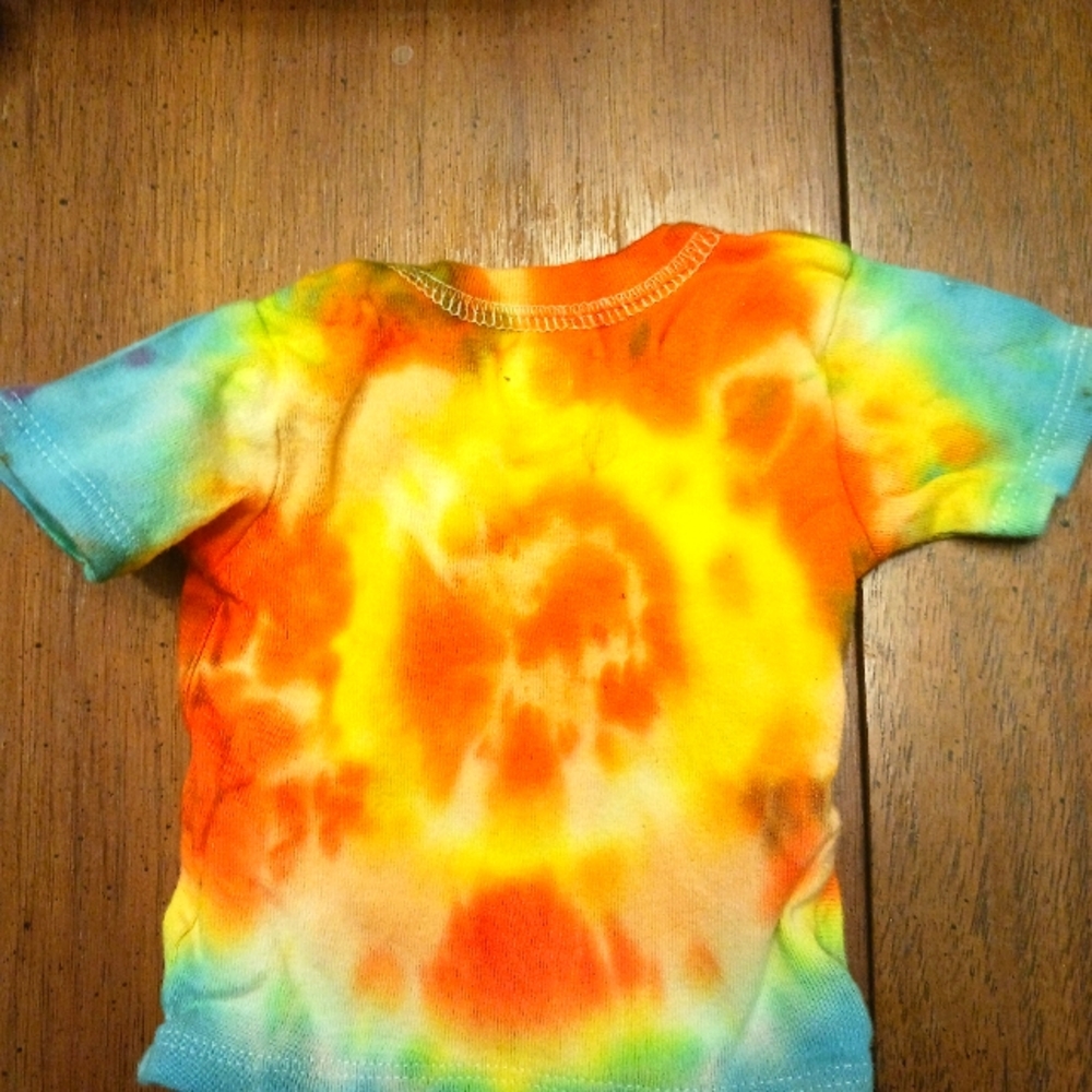 Two Matching Hand tie-dyed 0-3 month 100% cotton onesie